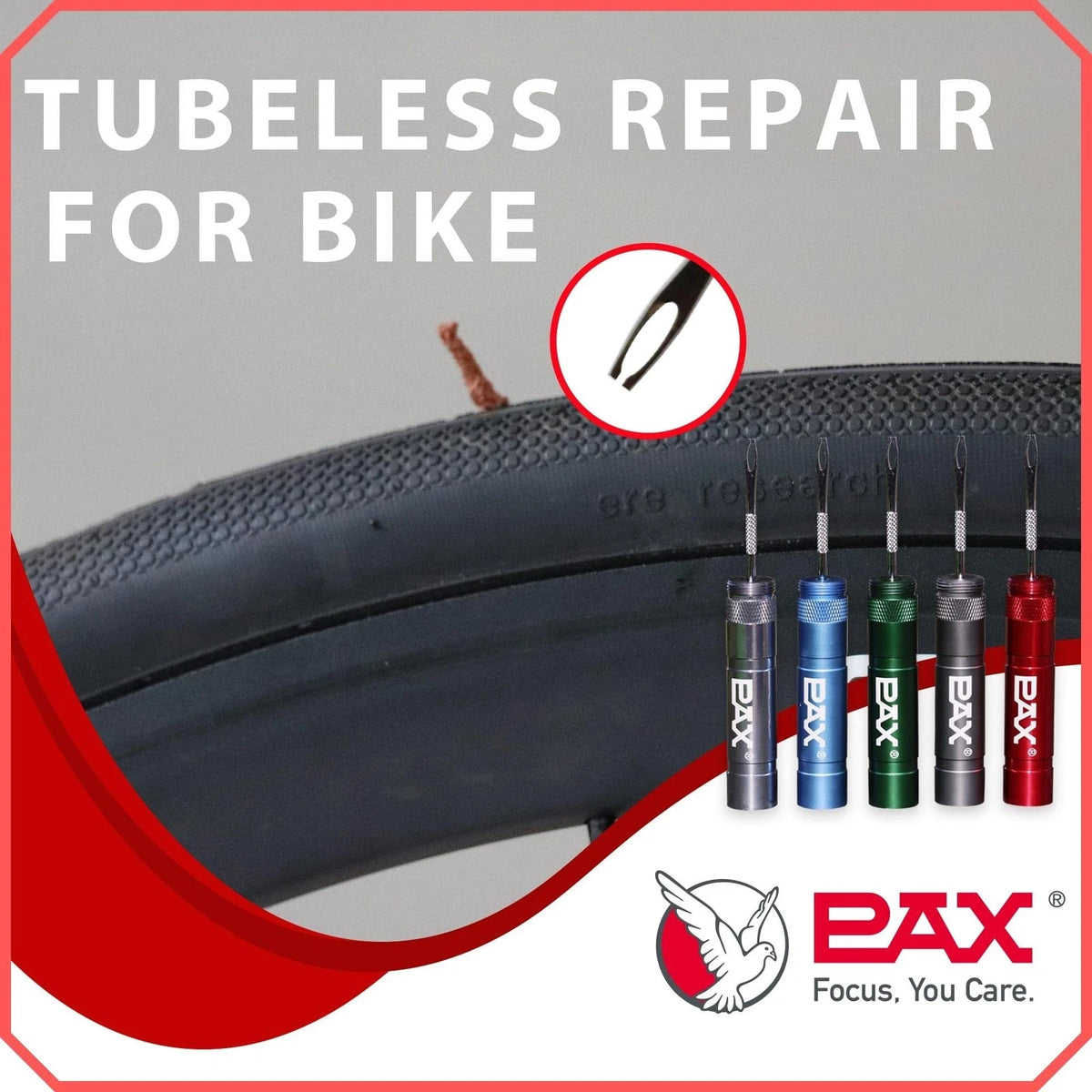 PAX 12 Pcs Tubeless Bike Tire Repair Kit, Includes Storage Canister, Sky Blue