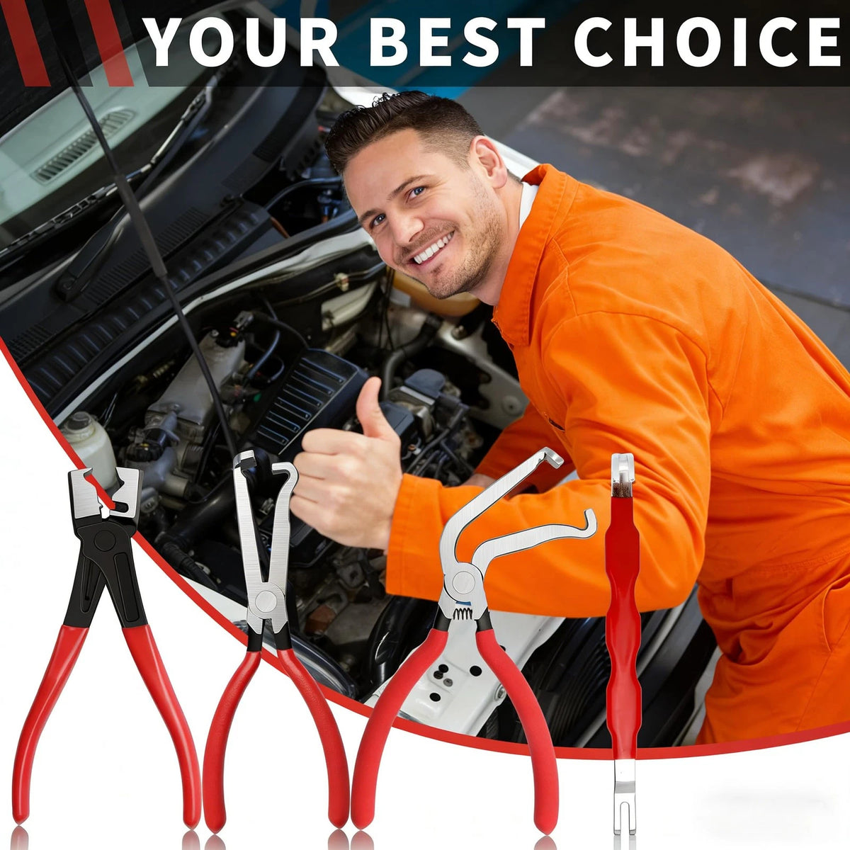Zeusora 5-Pcs Kit Electrical Disconnect Pliers Set with Normal, Black, Red