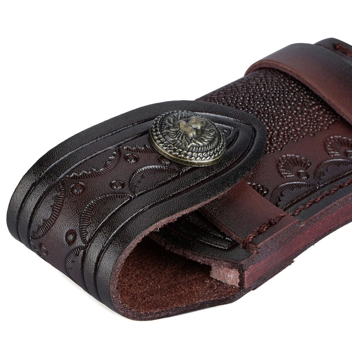 Leather 4'' Folding Knife Holder Sheath Leather Storage Pouch Belt Bag c