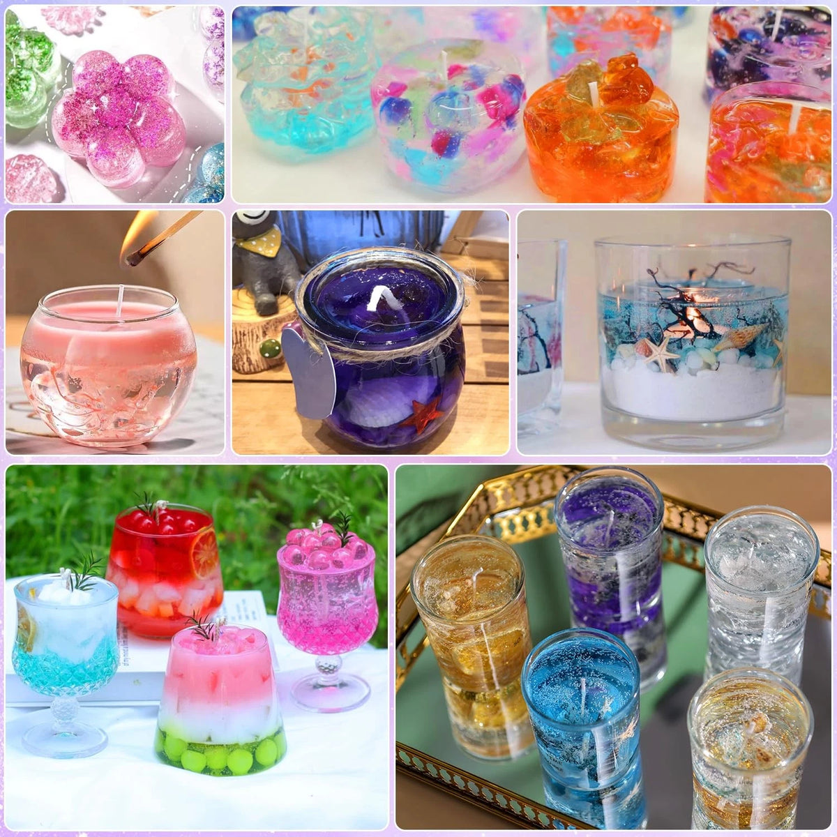 Blingfun Jelly Candle Making Kit,9pcs Gel Wax -7 Colors Medium, Color Mixing