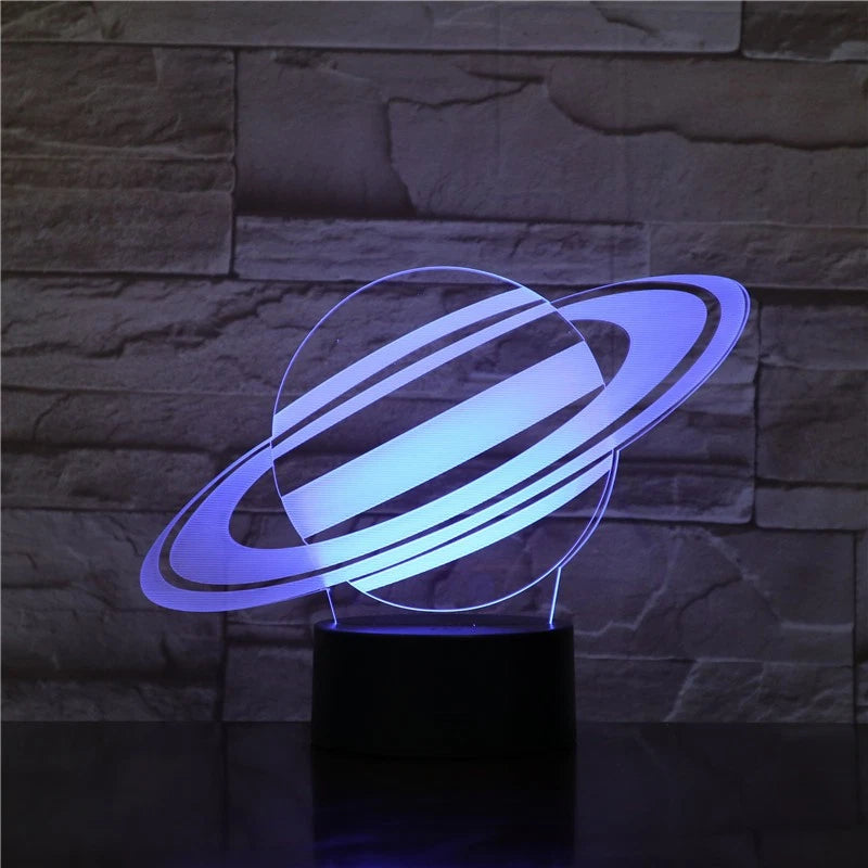 3D Planet Saturn 7 Color Change Night Light LED Desk Lamp Touch Decoration Gift