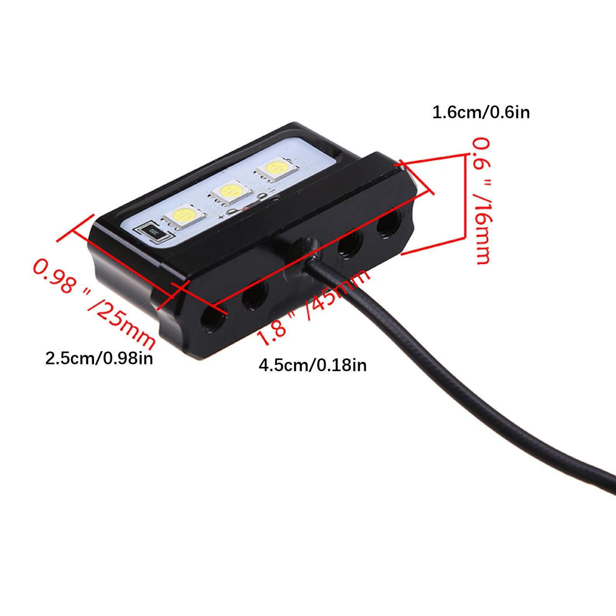12V Universal CNC Aluminum Motorcycle White Number License Plate Light LED