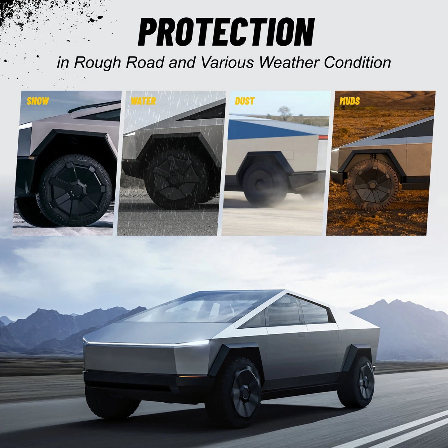 4x Mud Flaps Splash Guards For Tesla Cybertruck 2024+ Accessories Front & Rear