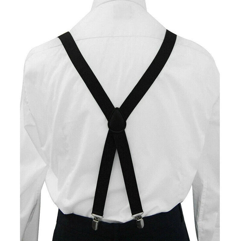 Elastic General Pants Cross Adjustable X-Type Suspender Strap Leather Crosspatch