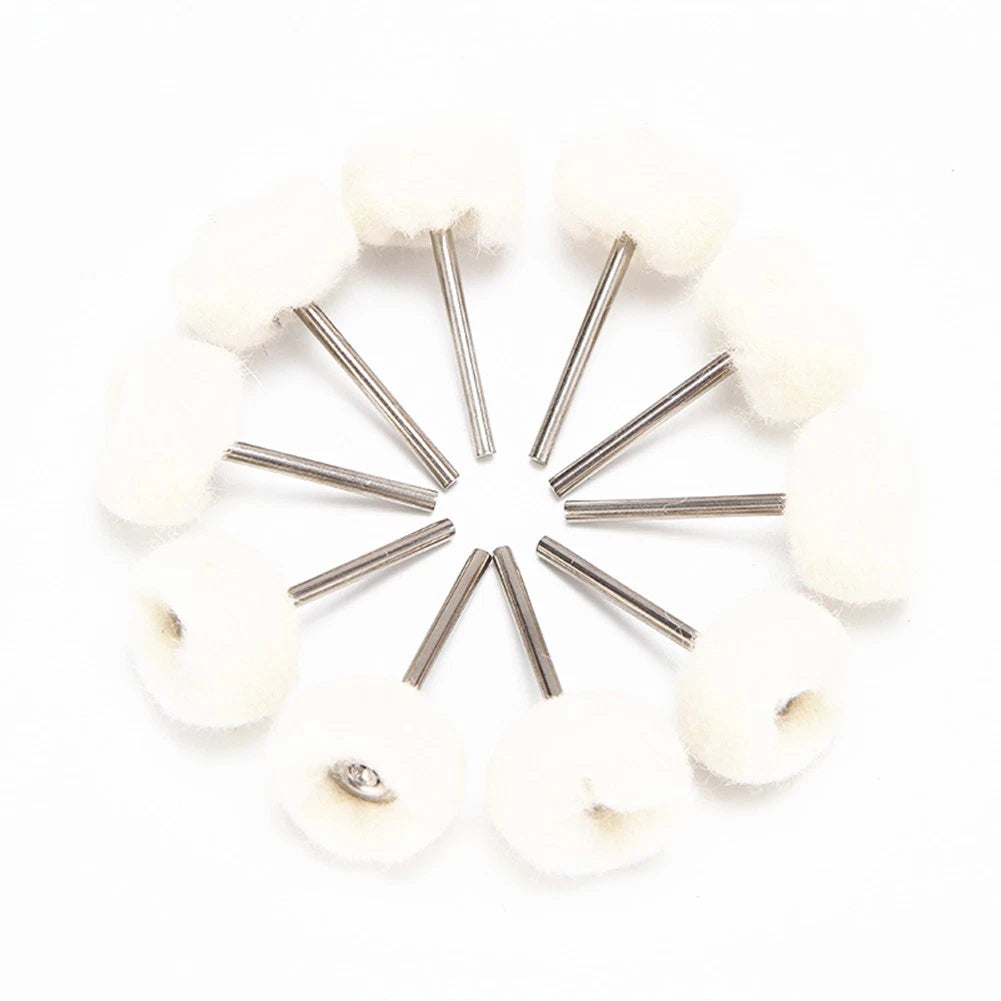10Pcs Fine Wool 1/8" Shank Soft Polishing Brush Buffing Wheel Rotary Tool qq