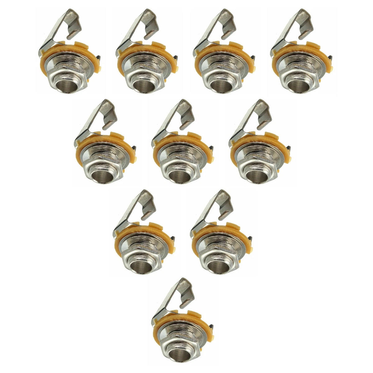 10 Pcs Mono 1/4" 6.35mm ID Jack Socket Connector Panel Mount Guitar Plate;