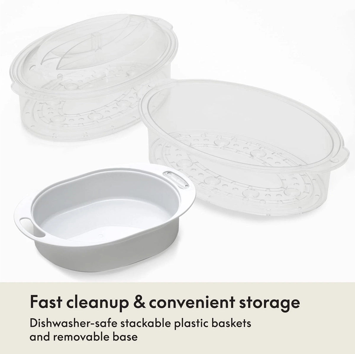 BELLA Two Tier Food Steamer with Stackable Baskets & Removable 7.4 QT, Black