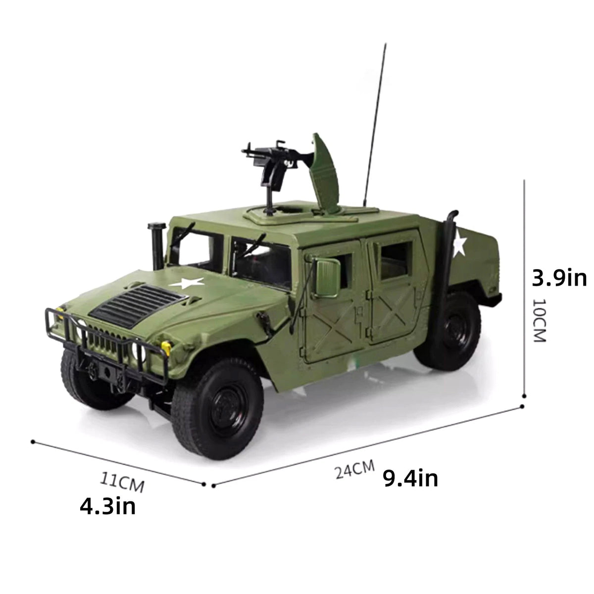 24cm Diecast Alloy 1/18 For Hummer Hmmwv Battlefield Vehicle Model Craft