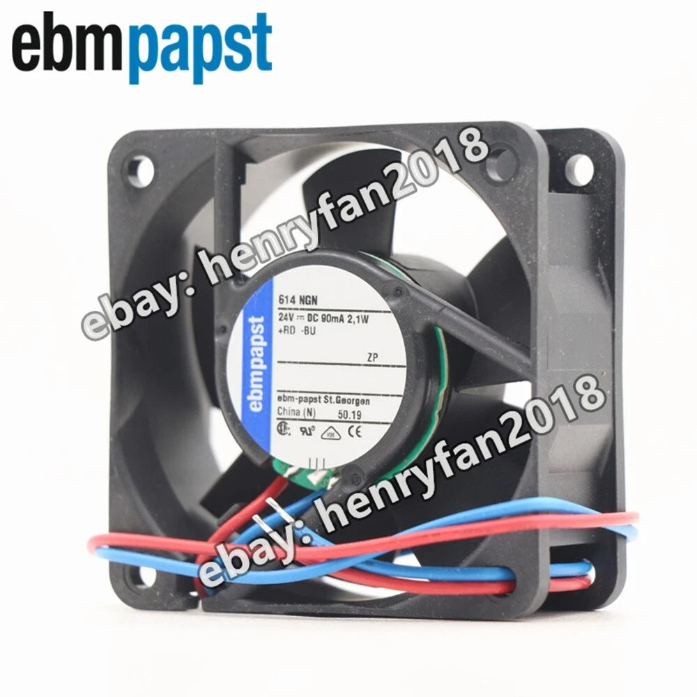 Ebmpapst 614NGN Axial Fan DC 24V 2.1W 90mA 60*60*25MM 2-wires Cooling Fan