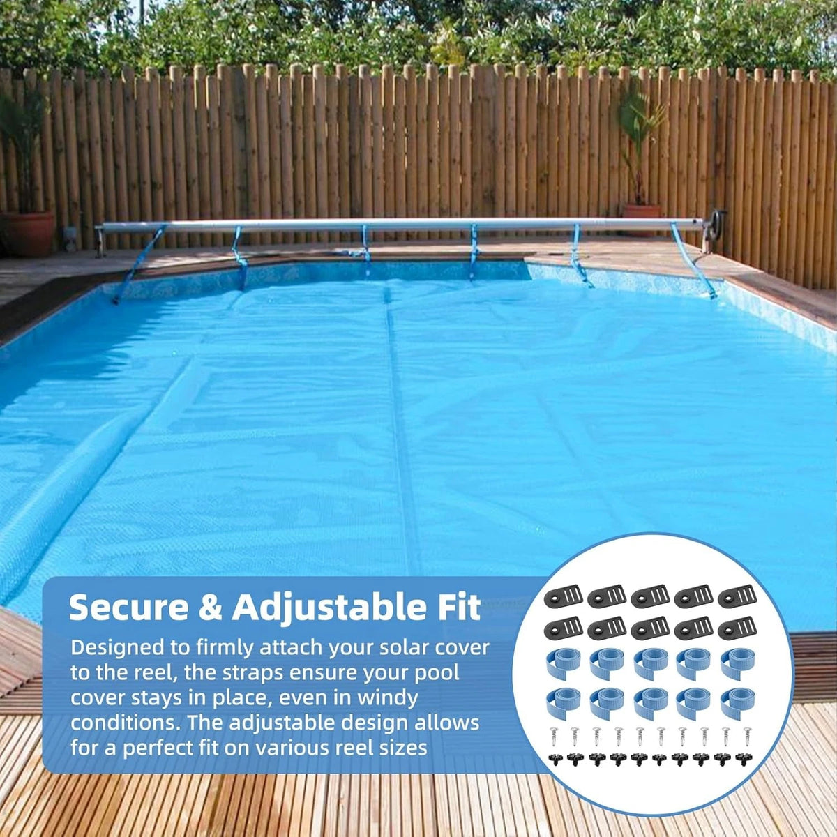 Pool Solar Cover Reel Straps, Tube & Blanket Fastening Kit...