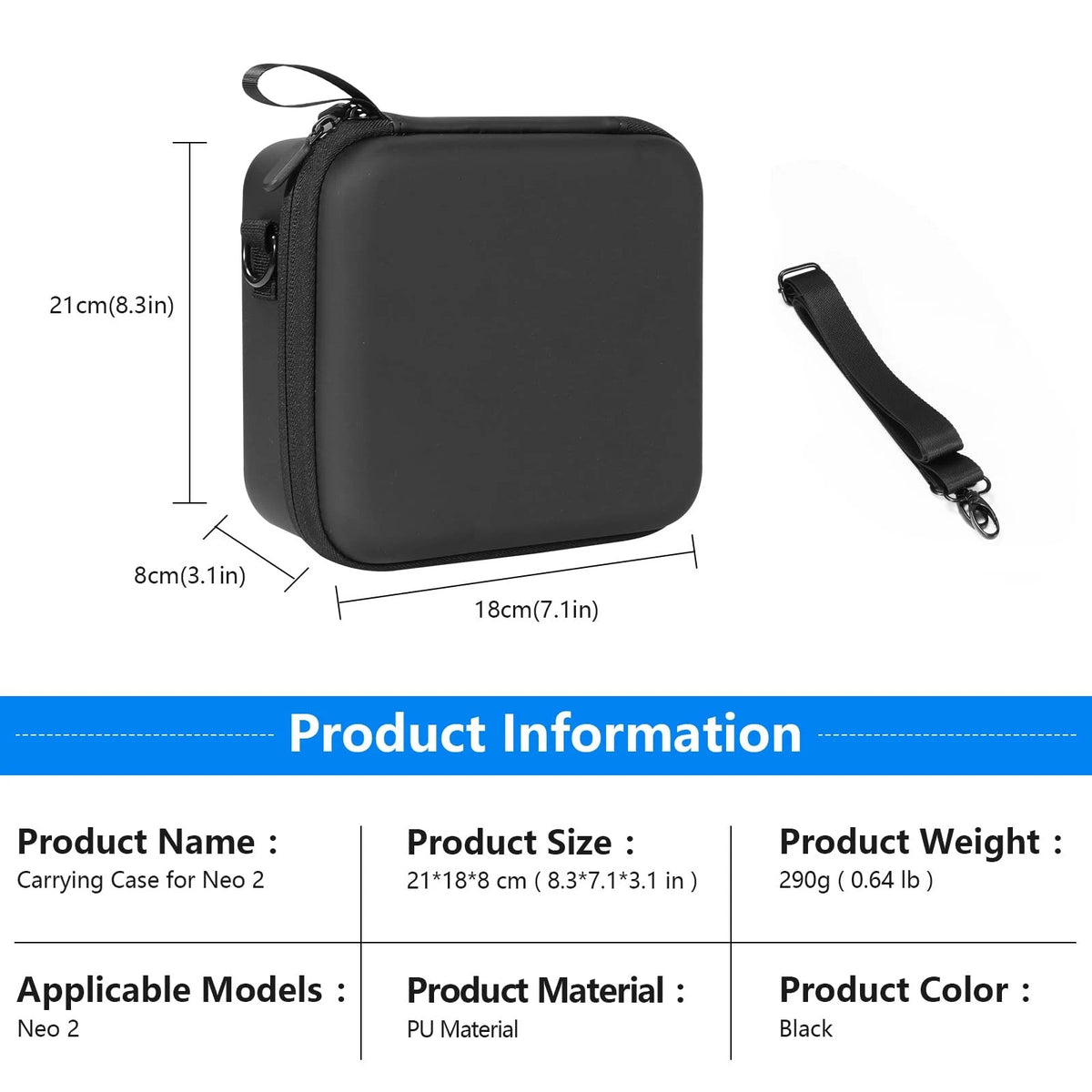 FPVtosky Carrying Case for DJI Neo 2 [CASE 8.3 x 7.1 x 3.1 inches, Black