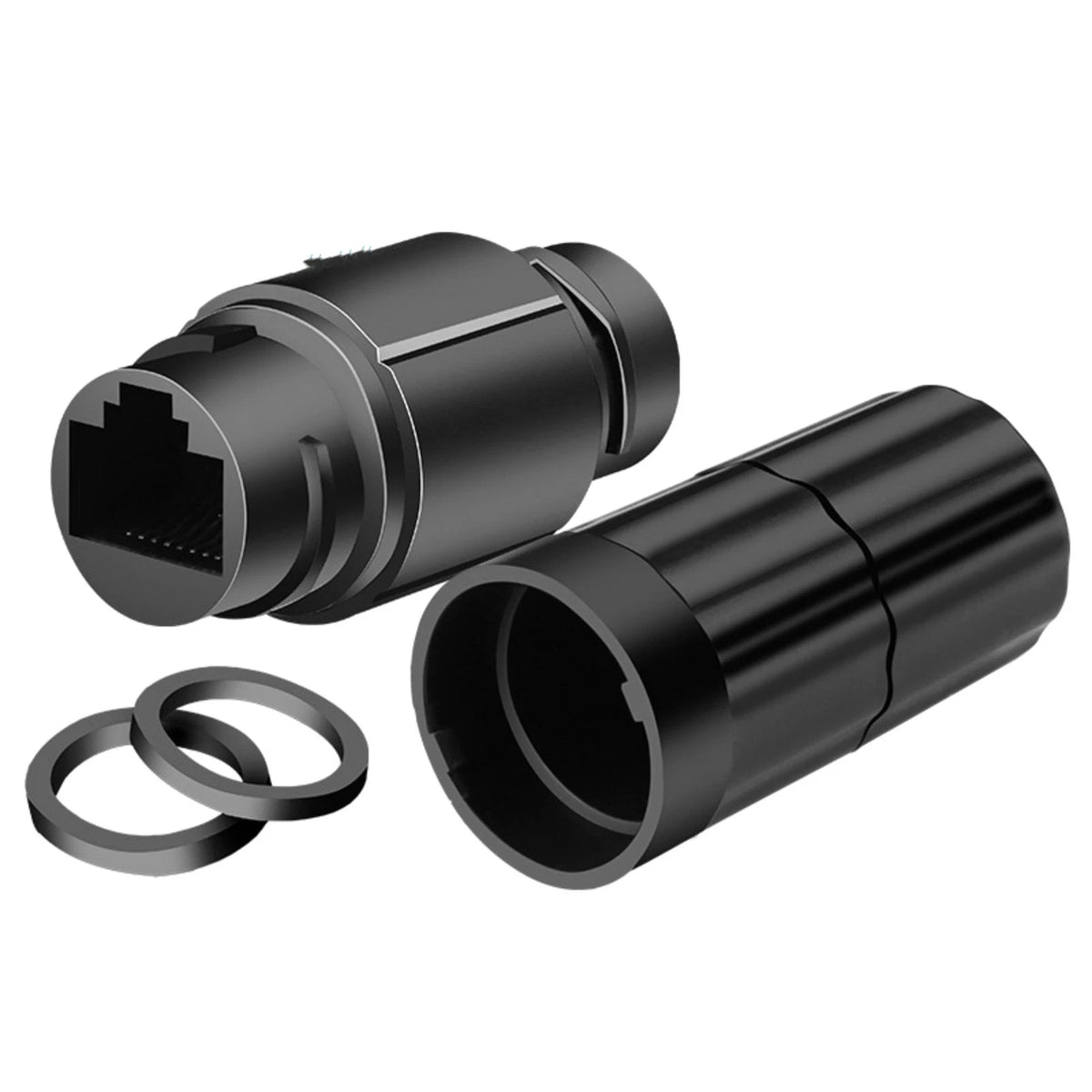 Black 3x RJ45 Outdoor Shielded Network Ethernet Cable Extender Coupler