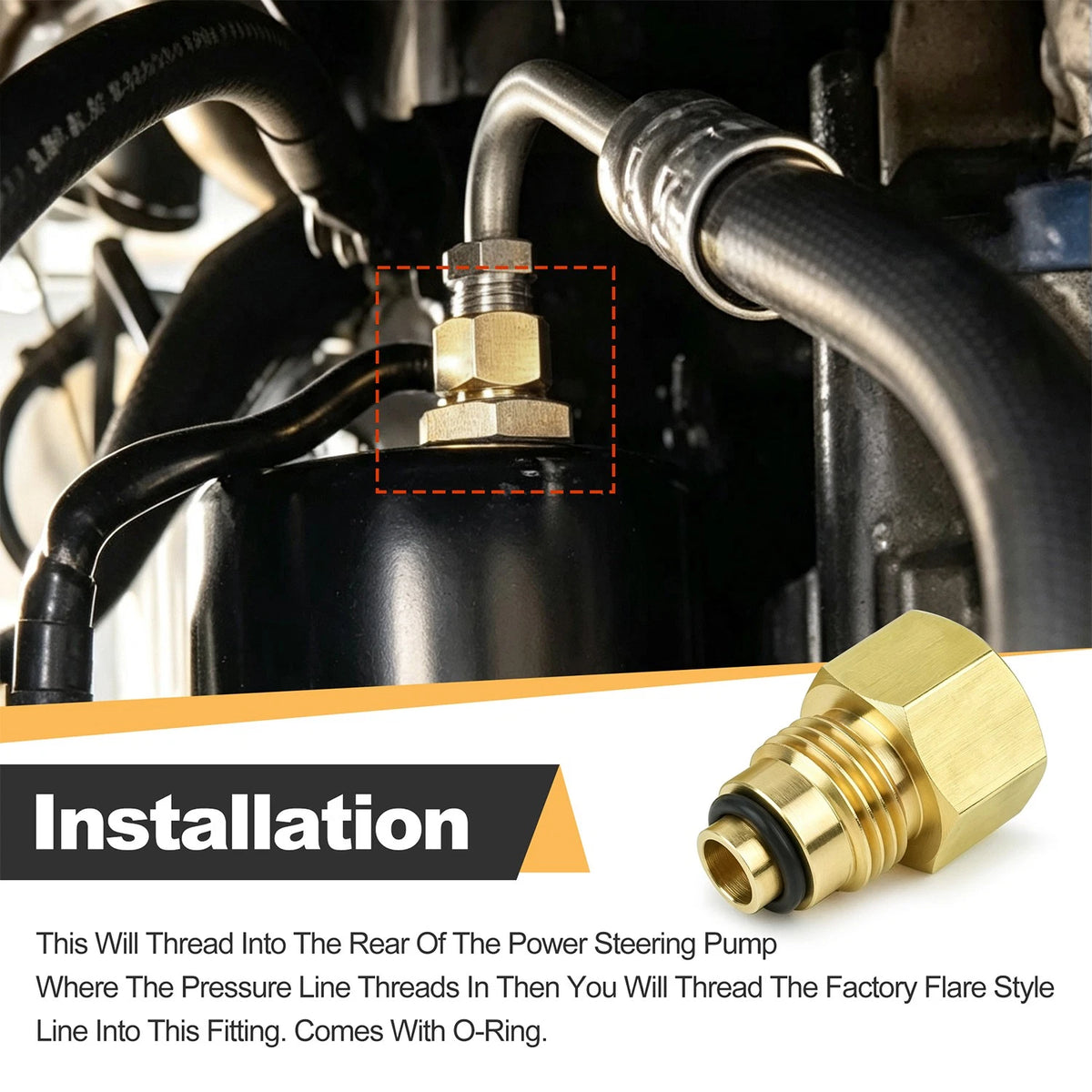 LS1 ENGINE SWAP CONVERSION 3/8 FLARE POWER STEERING BRASS ADAPTER FITTING