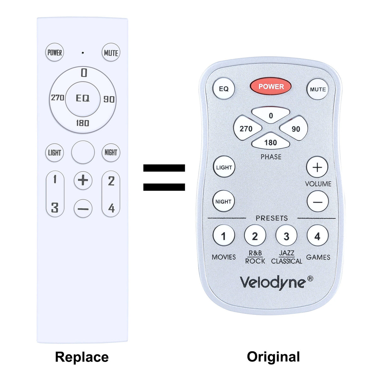 Replacement Remote Control For Velodyne SPL-800R DEQ-R EQ-MAX8 White