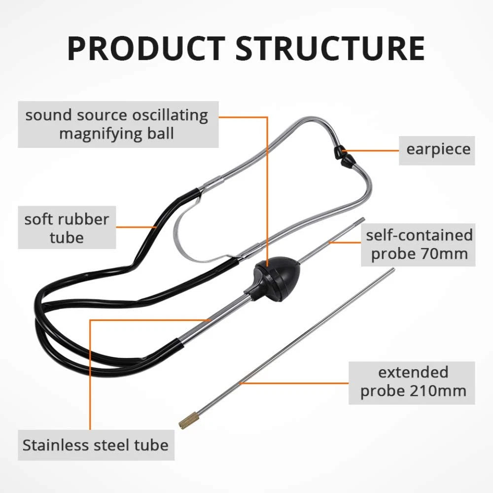HARDK Automotive Mechanic Stethoscope Diagnostic Tool black