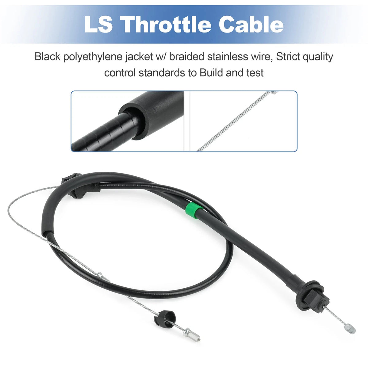 LS Throttle Cable 551859 Fits 3-Bolt Or 4-Bolt Throttle Bodies 38.8"
