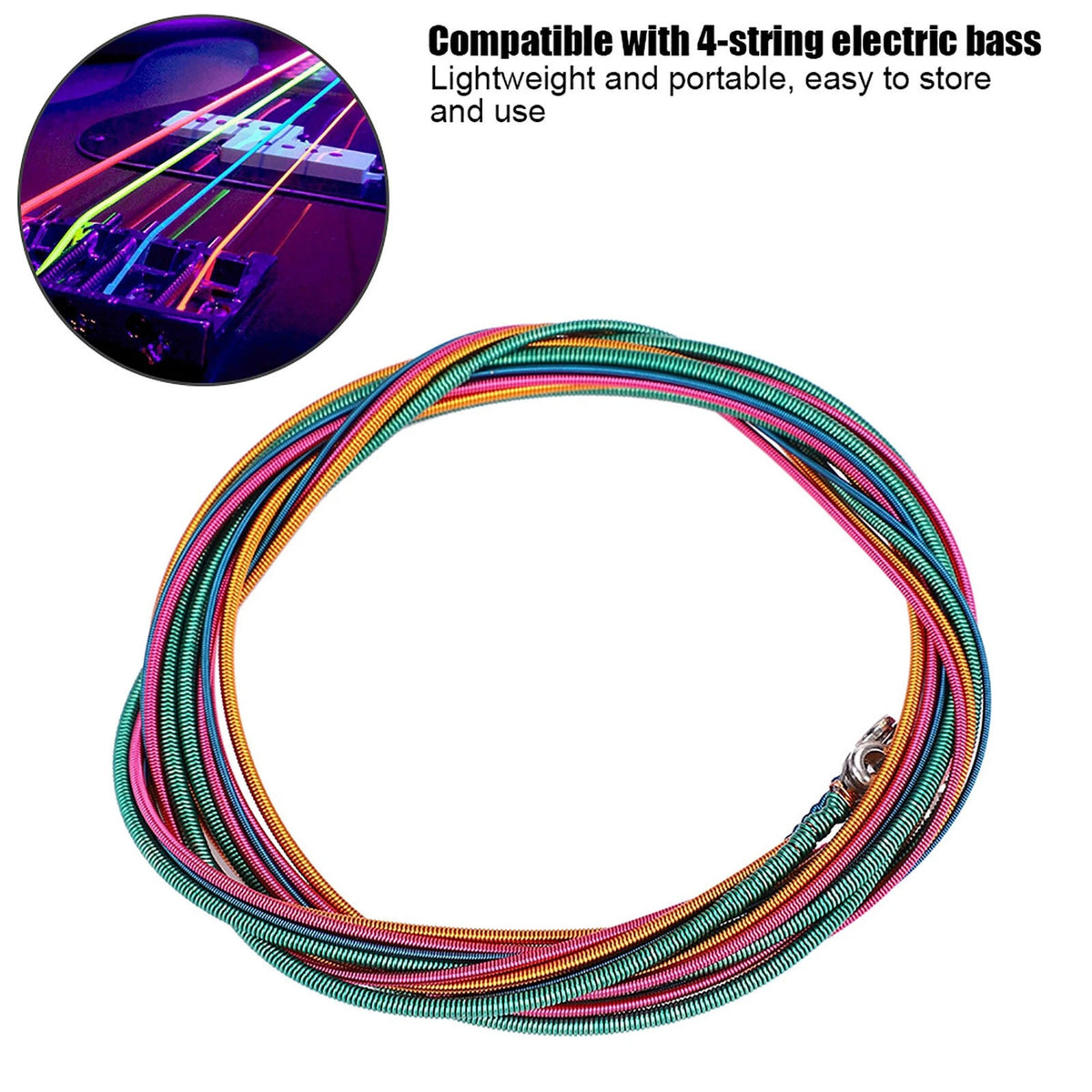 Set of 4 Steel Strings Blue Rose Red Yellow for 4 String Bass Guitar