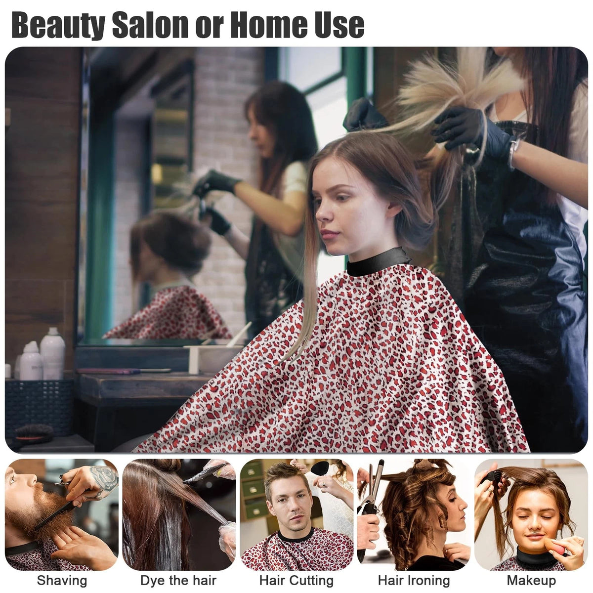 NICEMOVIC 10 in 1 Hair Cutting Barber Cape with Neck Standard, Leopard Print