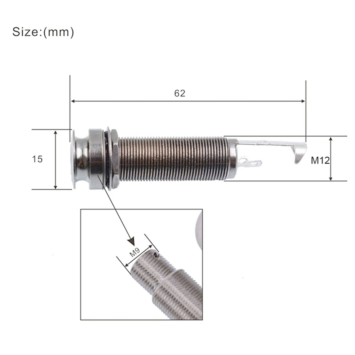 SAPHUE Brass Electric Guitar Bass 1/4Inch Barrel Jack 44.5x16cm, Chrome