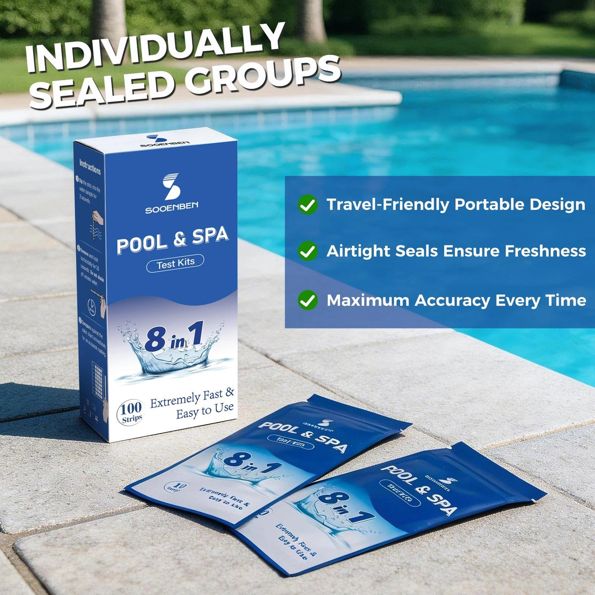 8-in-1 Pool and Spa Test Strips - Individually Sealed (10 Packs of...
