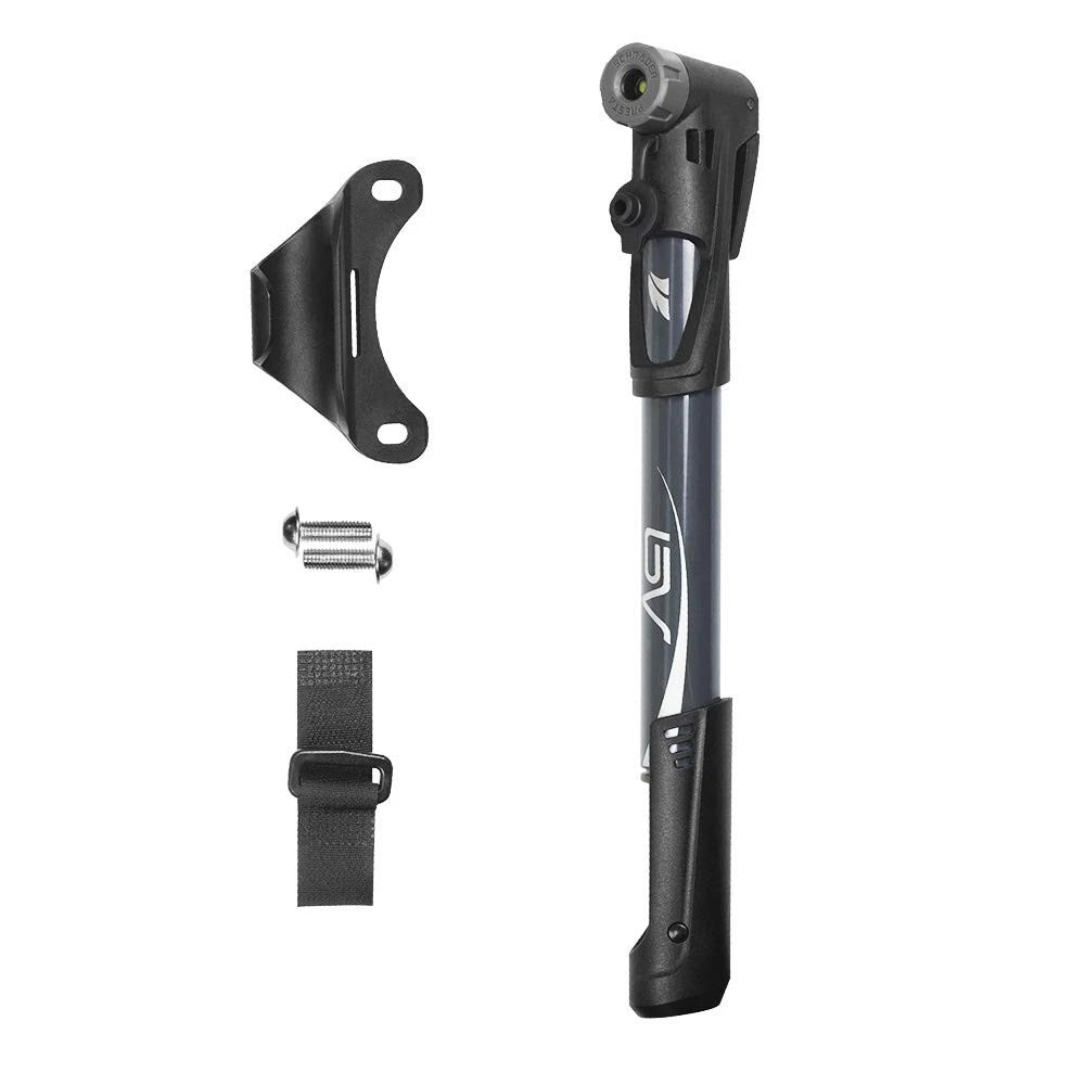 BV Mini Bike Pump Portable Frame Pump, 120PSI High Frame-Mounted, Dark Gray
