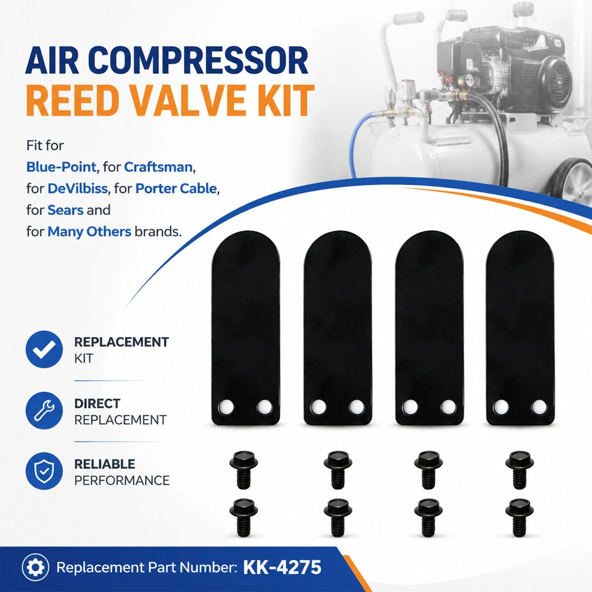 Air Compressor Reed Valve Kit Fits for Craftsman KK-4275 Easy Install Valve Set
