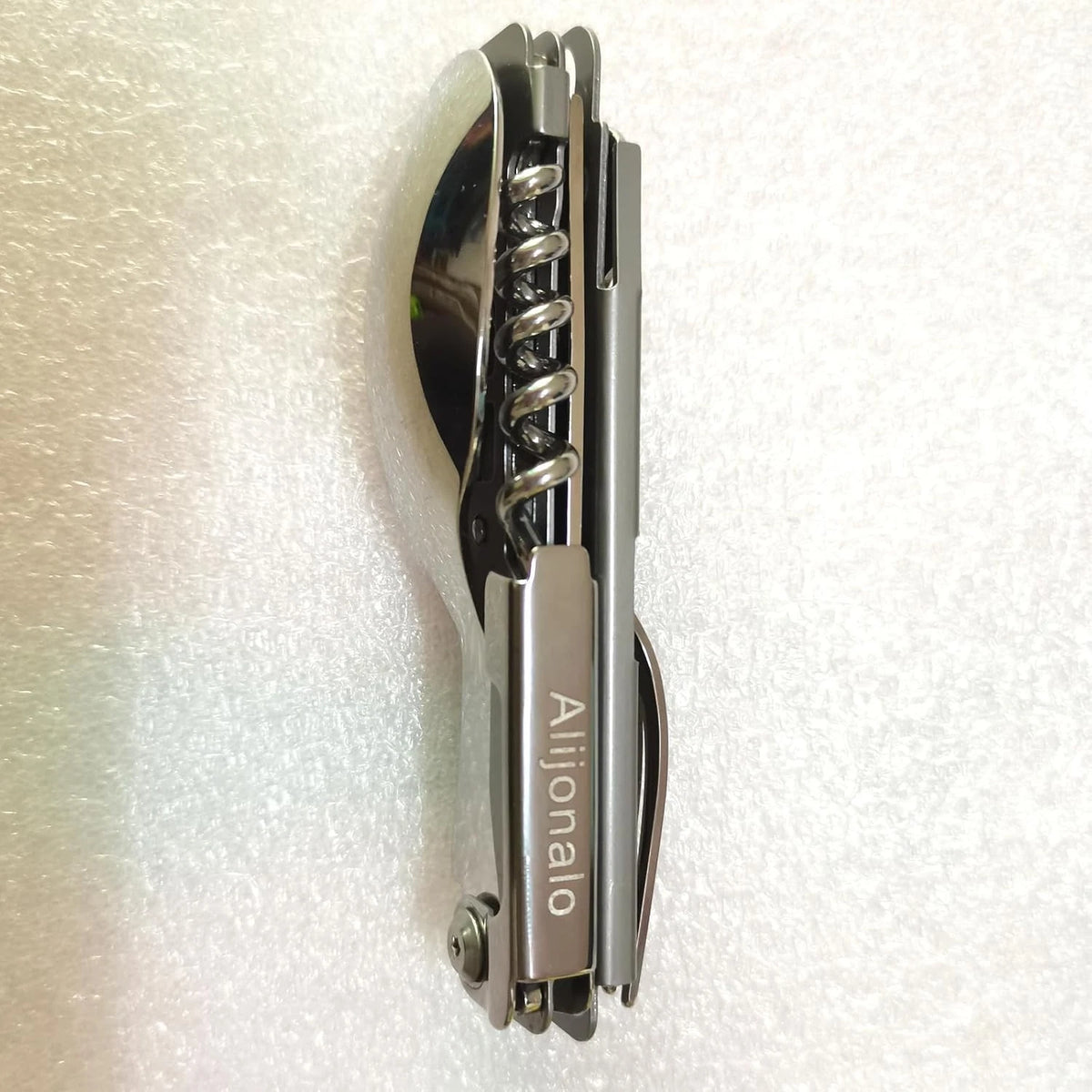 6-in-1 Detachable Camping Utensil, Stainless Steel Cutlery Folding Silver