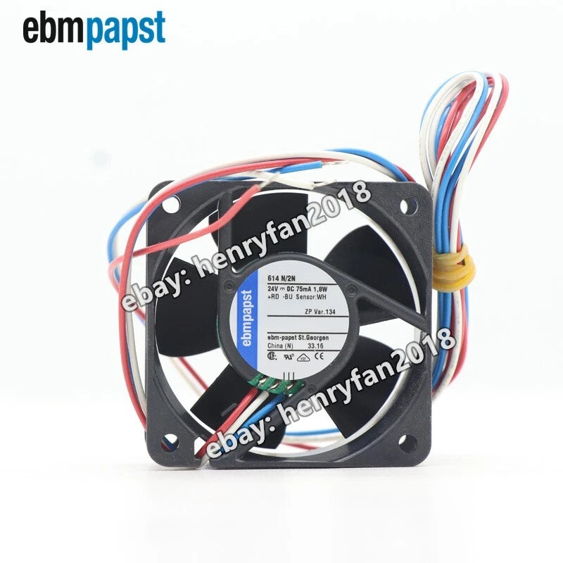 Ebmpapst Fan 614N/2N Axial Fan DC 24V 1.8W 60x60x25mm 75mA Cooling Fan 3-Wire