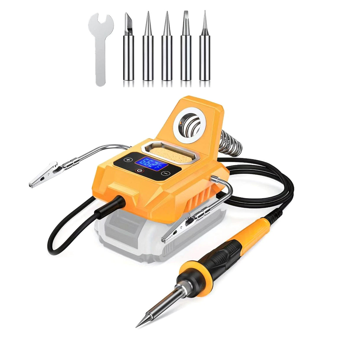 60W Cordless Soldering Station w 2 Auxiliary Arms for Dewalt 20V Battery Digital