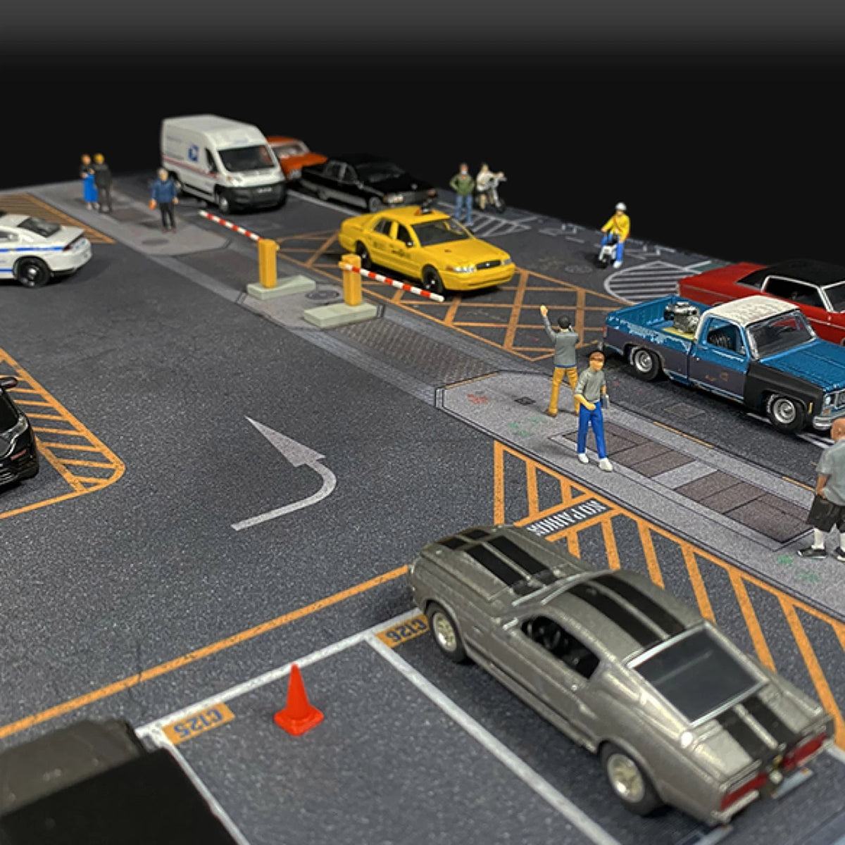 1/64 Scale Parking Lot Diorama Car Park Mouse Pad For Hot Wheels Diecast Models