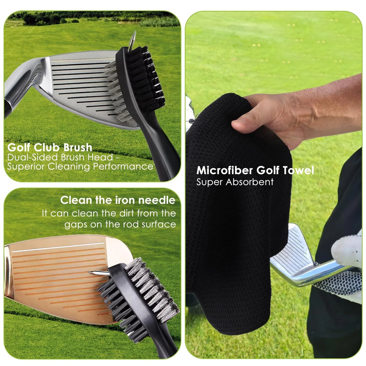 Aerlouxa 6-in-1 Golf Club Cleaning Kit - Cleaner, Grip Black