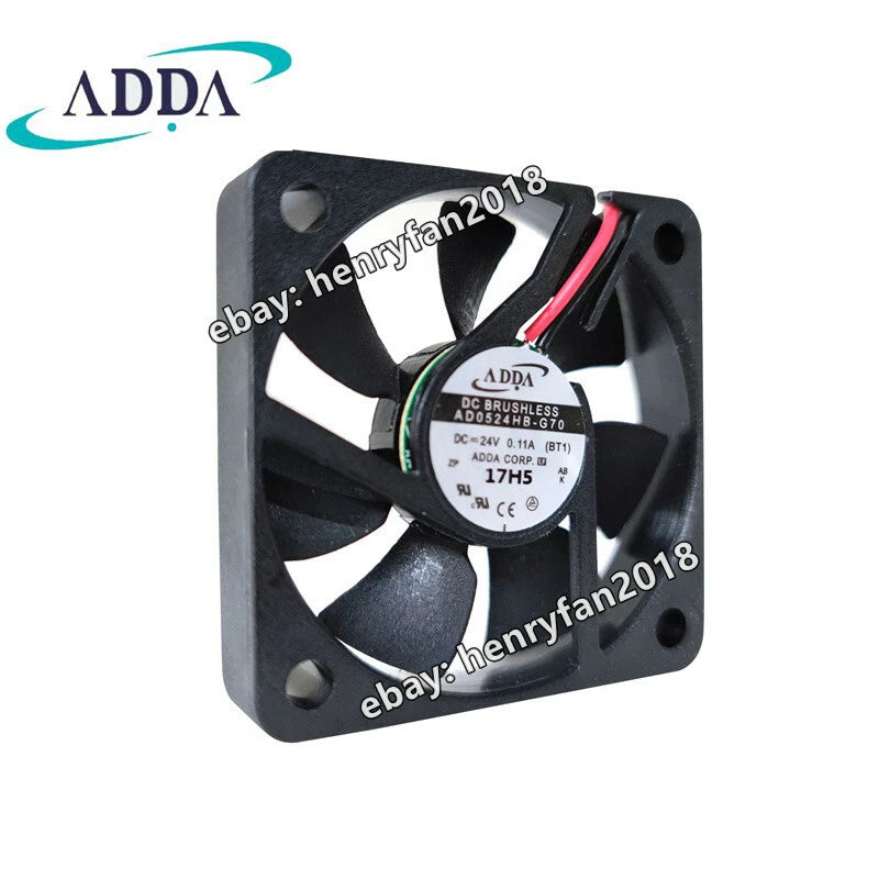 ADDA AD0524HB-G70 Axial Fan DC 24V 0.11A 50*50*10MM 2-wires Slient Cooling Fan