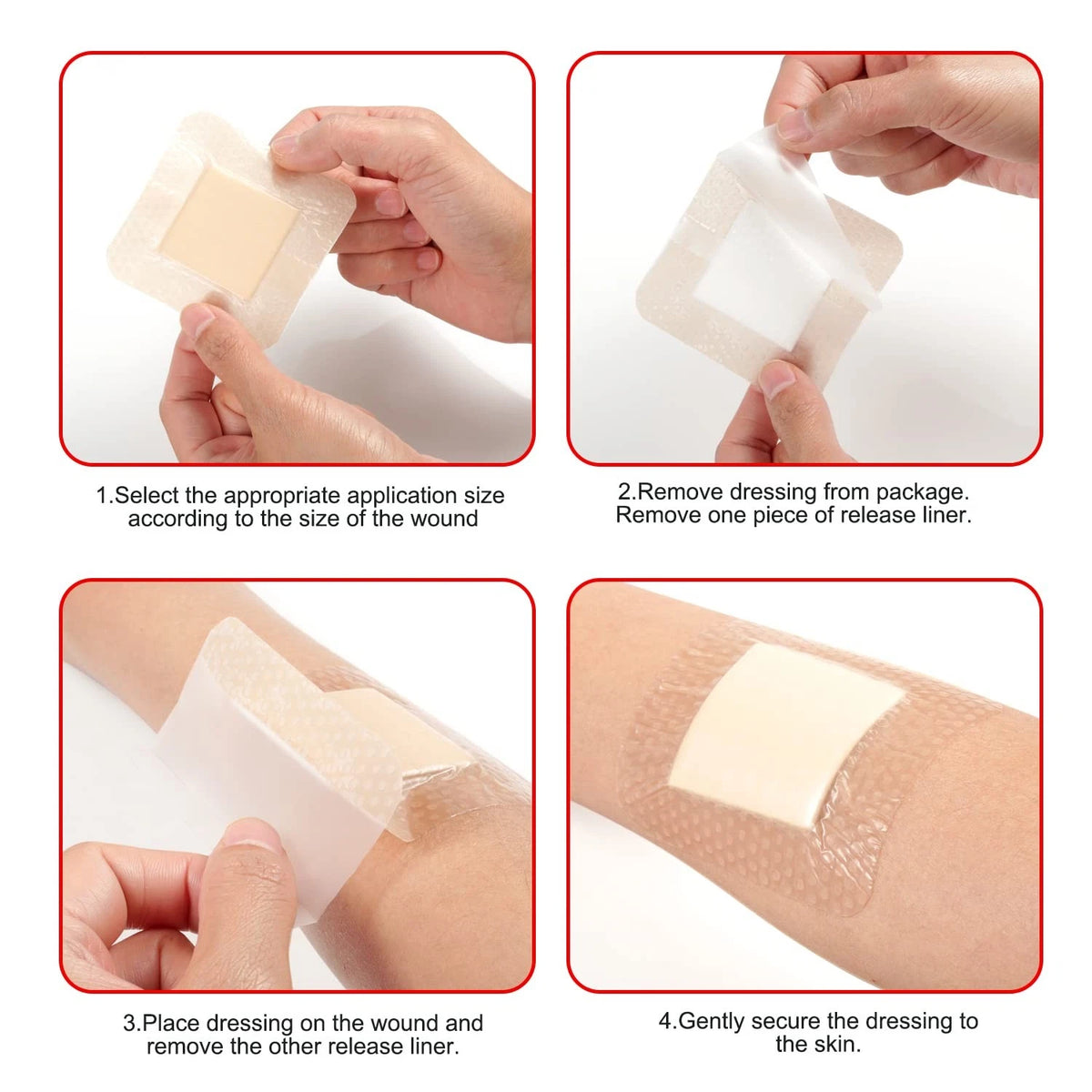 FRESINIDER Silicone Foam Dressing with Adhesive Border – 4" x ,10pack