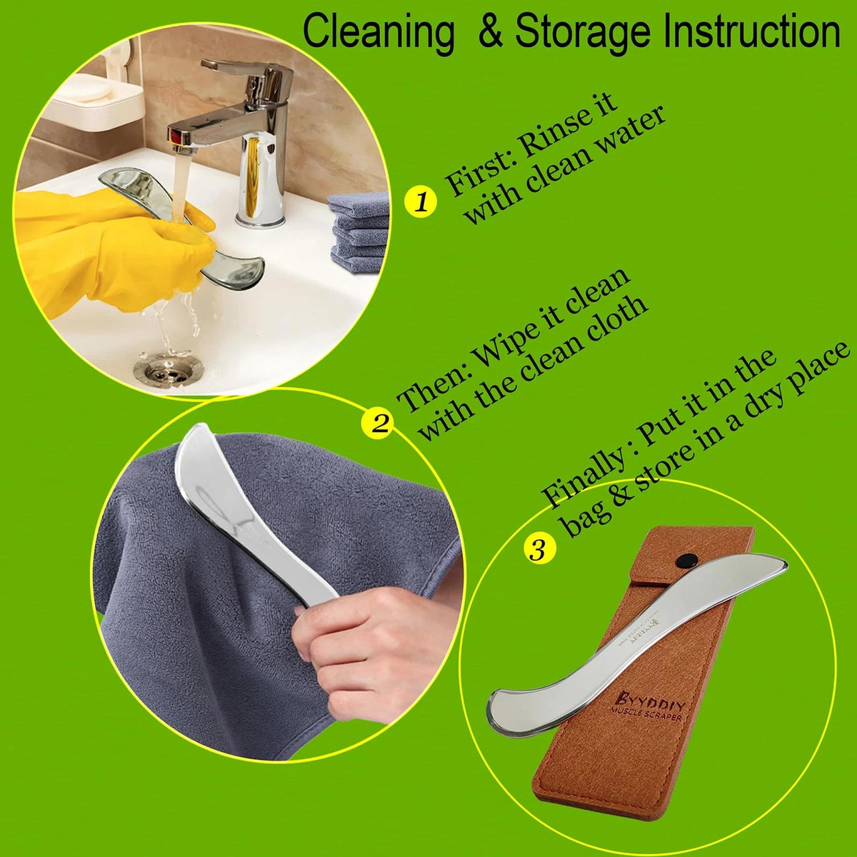 BYYDDIY Stainless Steel Gua Sha Muscle Scraper Tool,Scar Tissue Black