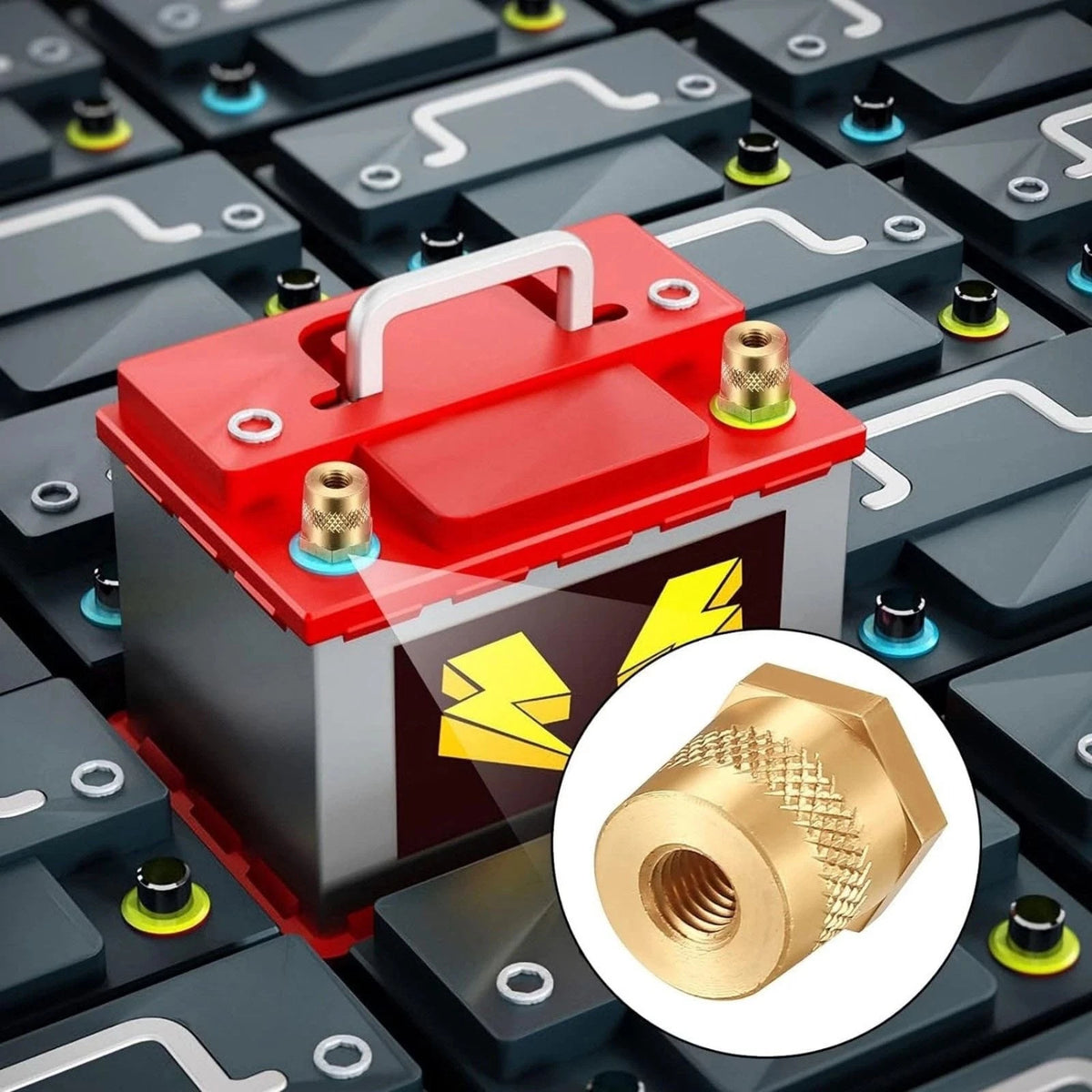 Positive Negative Battery Terminal Extenders Kit 2PCS Brass Connectors Car Auto