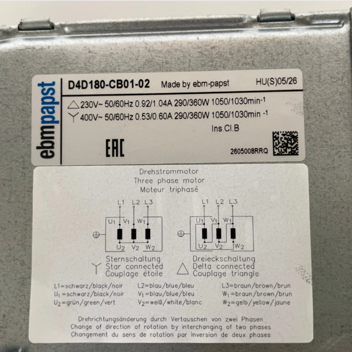 D4D180-CB01-02 for ebmpapst AC Centrifugal Fan for Inverter Cabinet Cooling