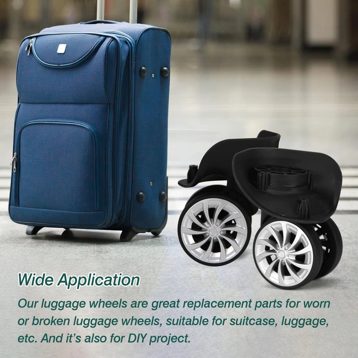 Ech.Apr Luggage Wheel Replacement – 1 Pair Quiet Suitcase Wheels, S, Black
