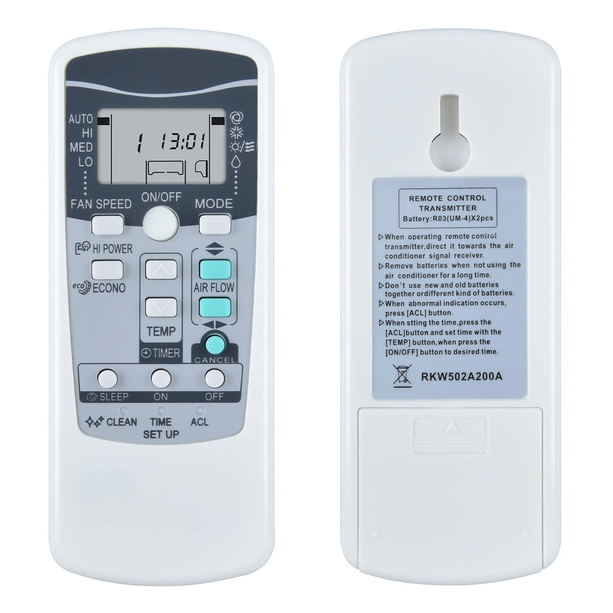 RKW502A200A For Mitsubishi Heavy Industries Air Conditioner Remote Control