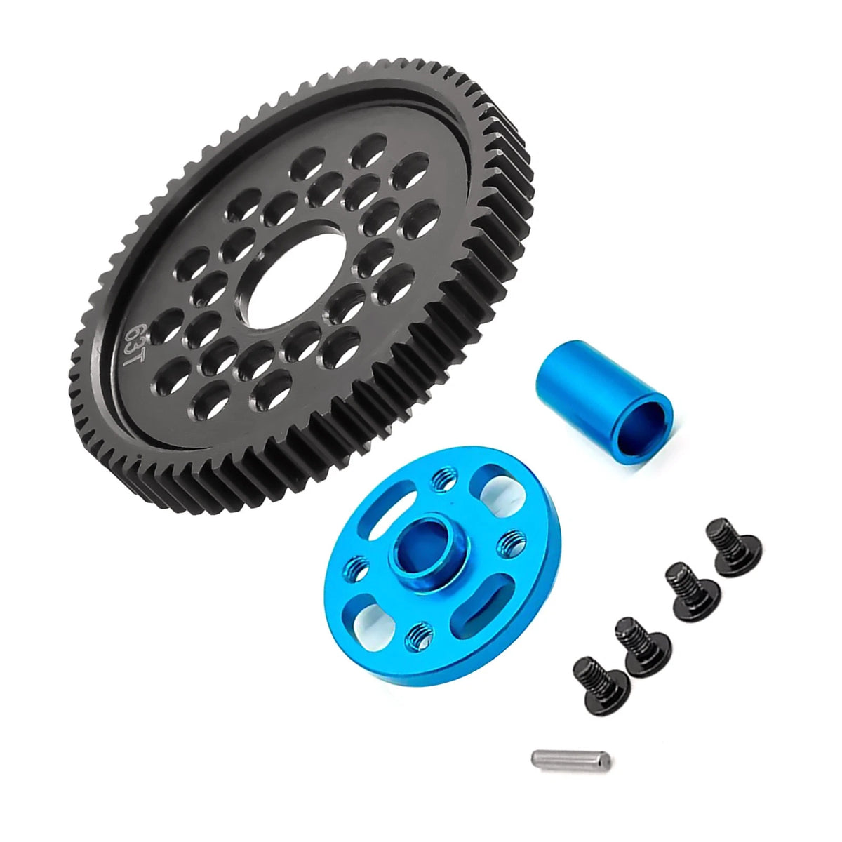Aluminum High Speed Gear Gear Mount Set For TAMIYA TT-02 RC Car Accessories 63T