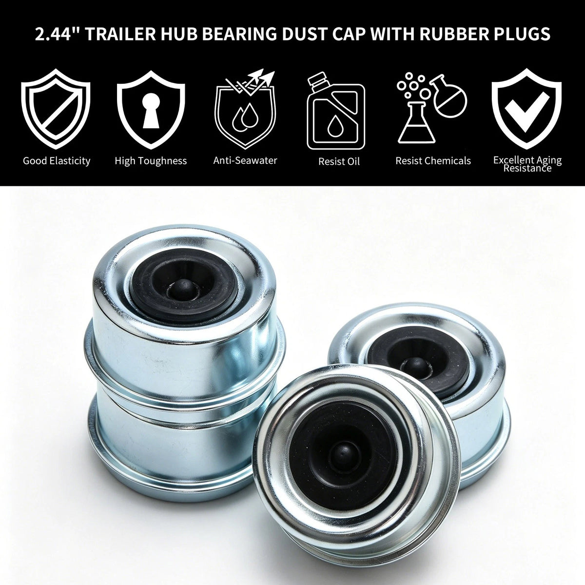 4Pcs 2.44" For Dexter Dust Cap Maintenance Kit w/ Rubber Plug & 4 Spare Plugs