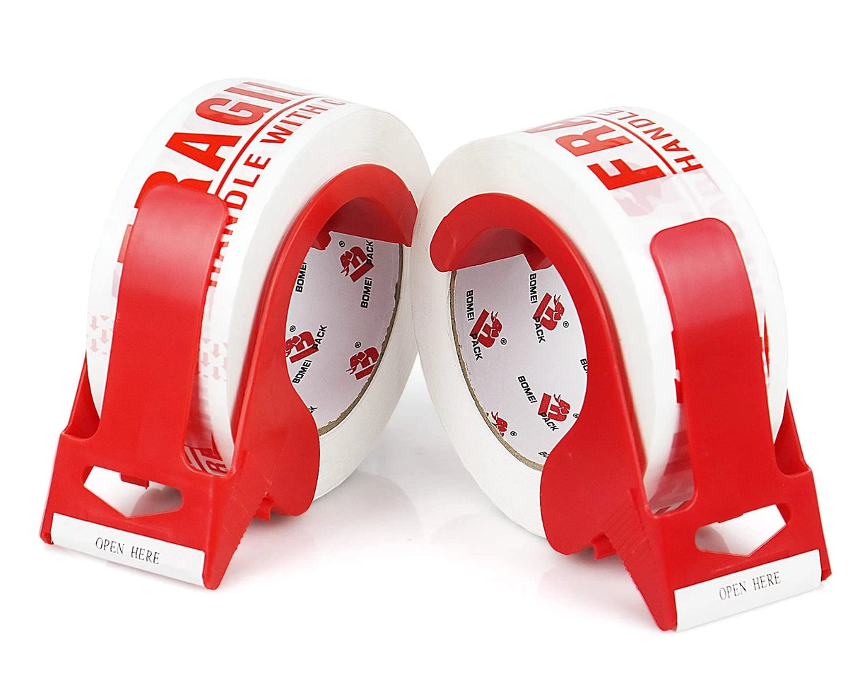 BOMEI PACK Fragile Tape 2 Inch x 330 Feet (110 Yards) 2 x 330 Feet, Red
