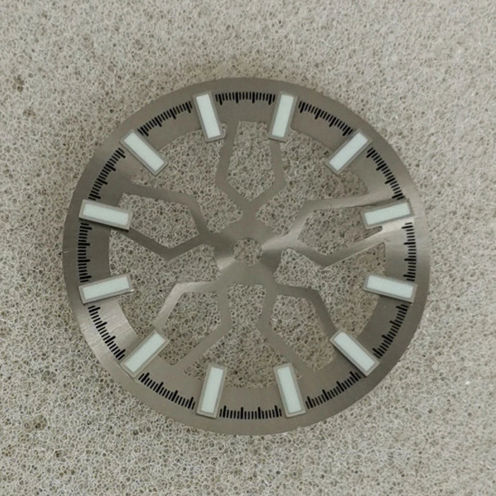 Grey 28.5mm Skeleton Watch Dial Green Luminous For NH70 Watch Movement Accessory