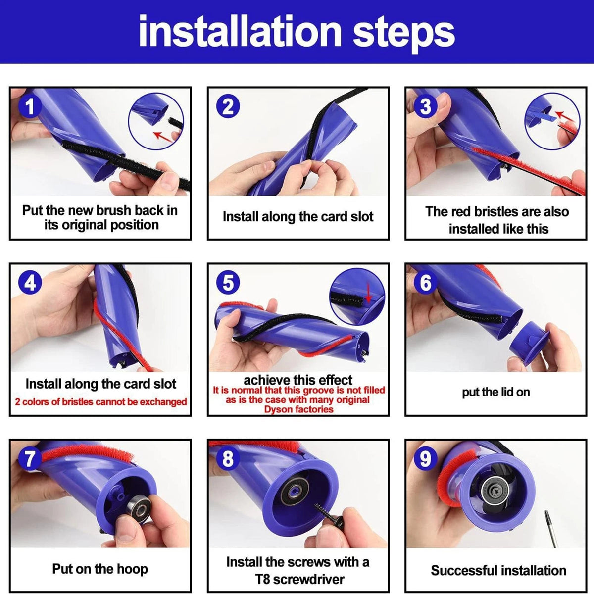 Plush Strips For Dyson V6/7/8/10 Vacuum Cleaner Third-Party Rolling Replace Part