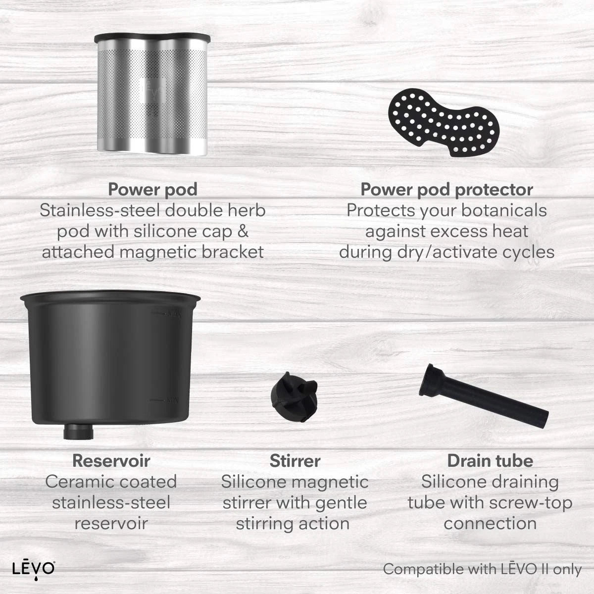 LĒVO II Spare Parts Kit - Includes Power Pod Herb Basket, Silicone Pod...