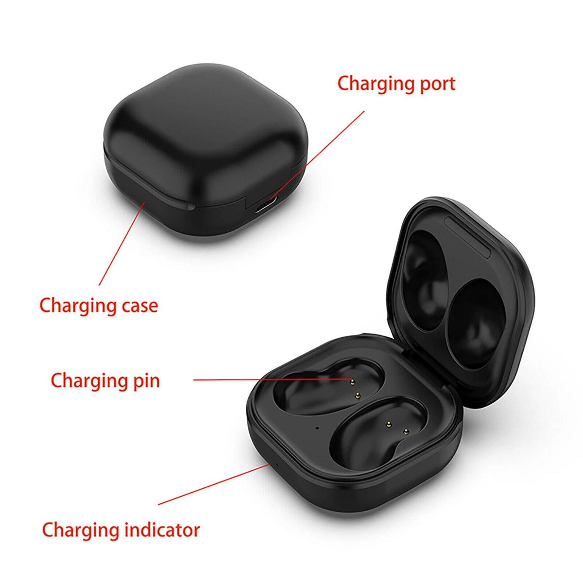 Black Earbuds Charging Case Charger Box with Battery For Galaxy Buds Live E