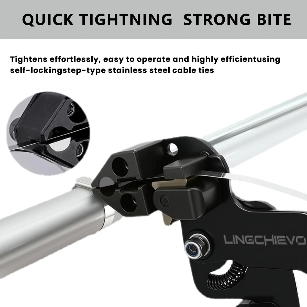 Lingchievo Metal Zip Tie Gun with 100 PCS 11.7inch(300mm) 11.7 inches, Black