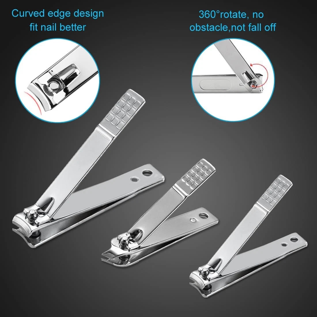 Yougai Nail Clippers Set - 18 Pcs Professional Manicure 18 Piece Set, Black