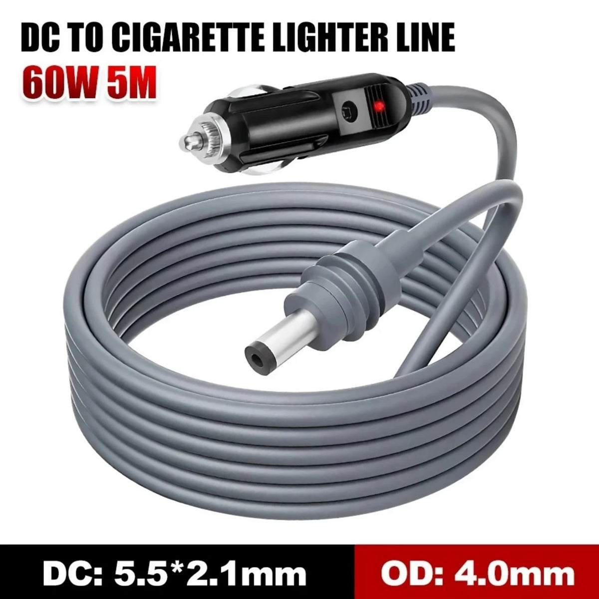 5M For Starlink Mini RV Power Cable Cigarette Lighter 12V 24V Outdoor Grade