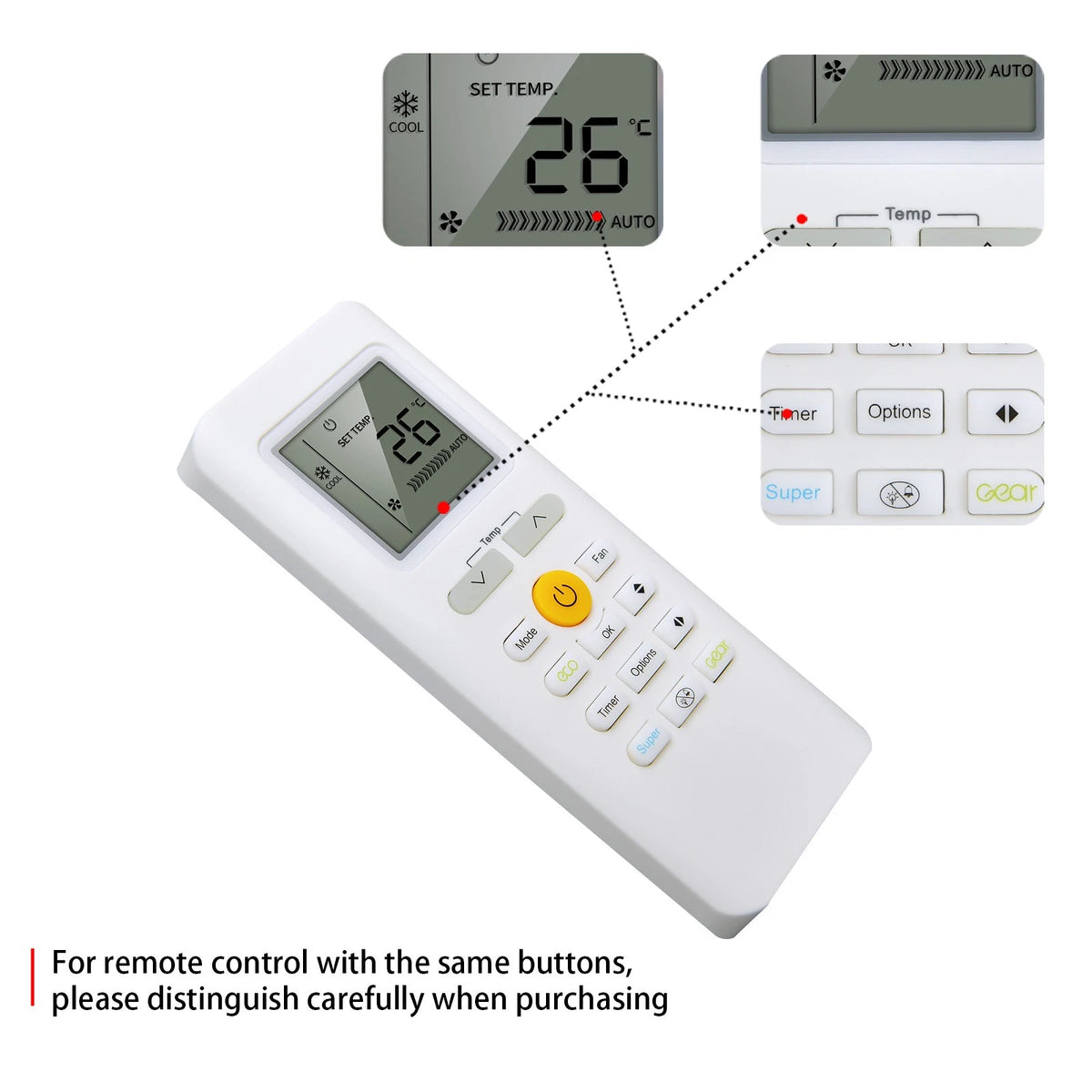Replacement Remote Control For Midea Air Conditioner RG70E/BGEF