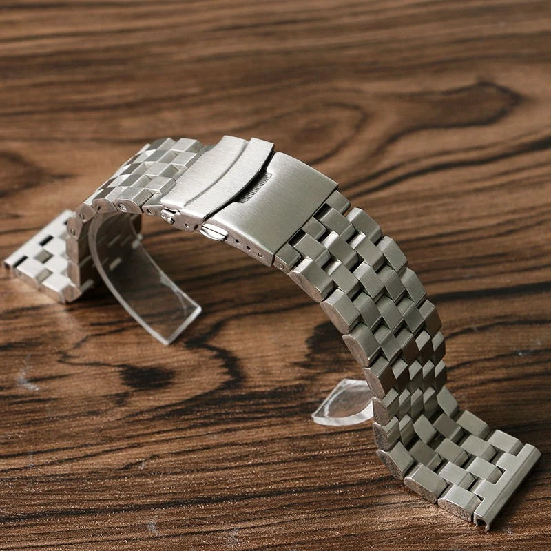Silver 22mm Width Watch Band Strap Bracelet Link Solid Watchband Replacement.